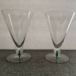 Vintage Bryce Teal Hellenic Cube Uranium Glasses set if 2